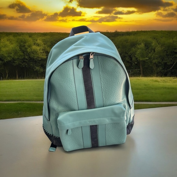 Coach Men's Charles Backpack With Baseball Stitch Cyan - Picture 2 of 8